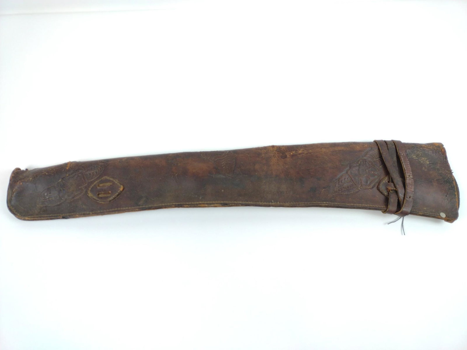 Stockton Ranch Rifle Scabbard: 5" wide X 30" long. Hand Tooled floral decoration. With note indicating it is from Stockton Ranch. MG. IMPORTANT: Before bidding, please read the terms and conditions. When you registered for the auct