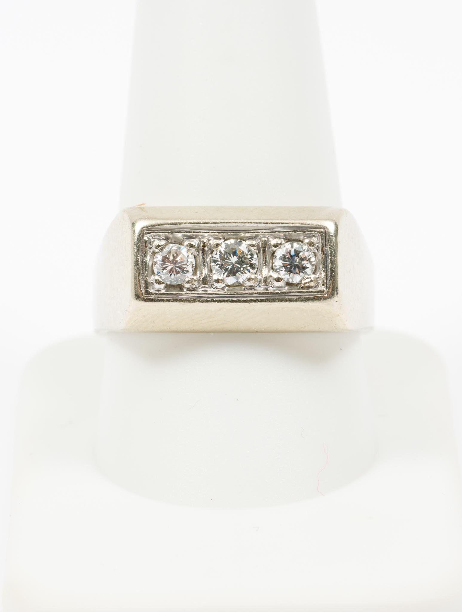 Man's 14K .35 CTW 3-Stone Diamond Ring (1 of 3)