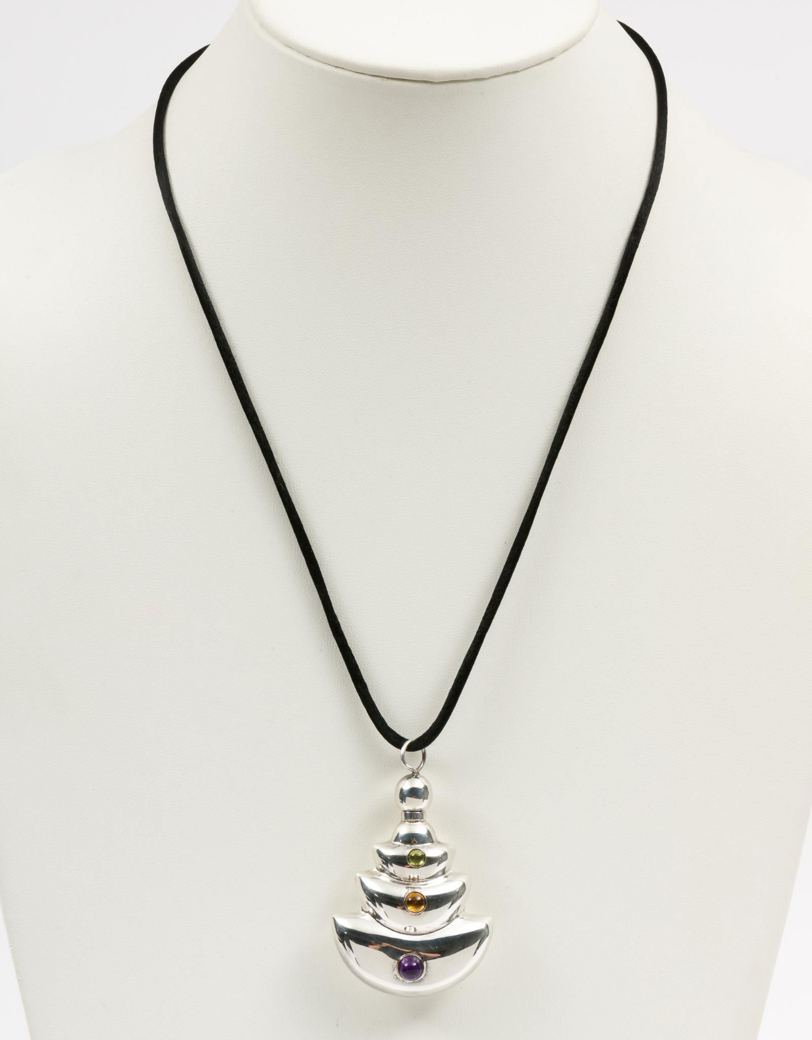 Mexican Sterling Gemstone Perfume Pendant (1 of 3)