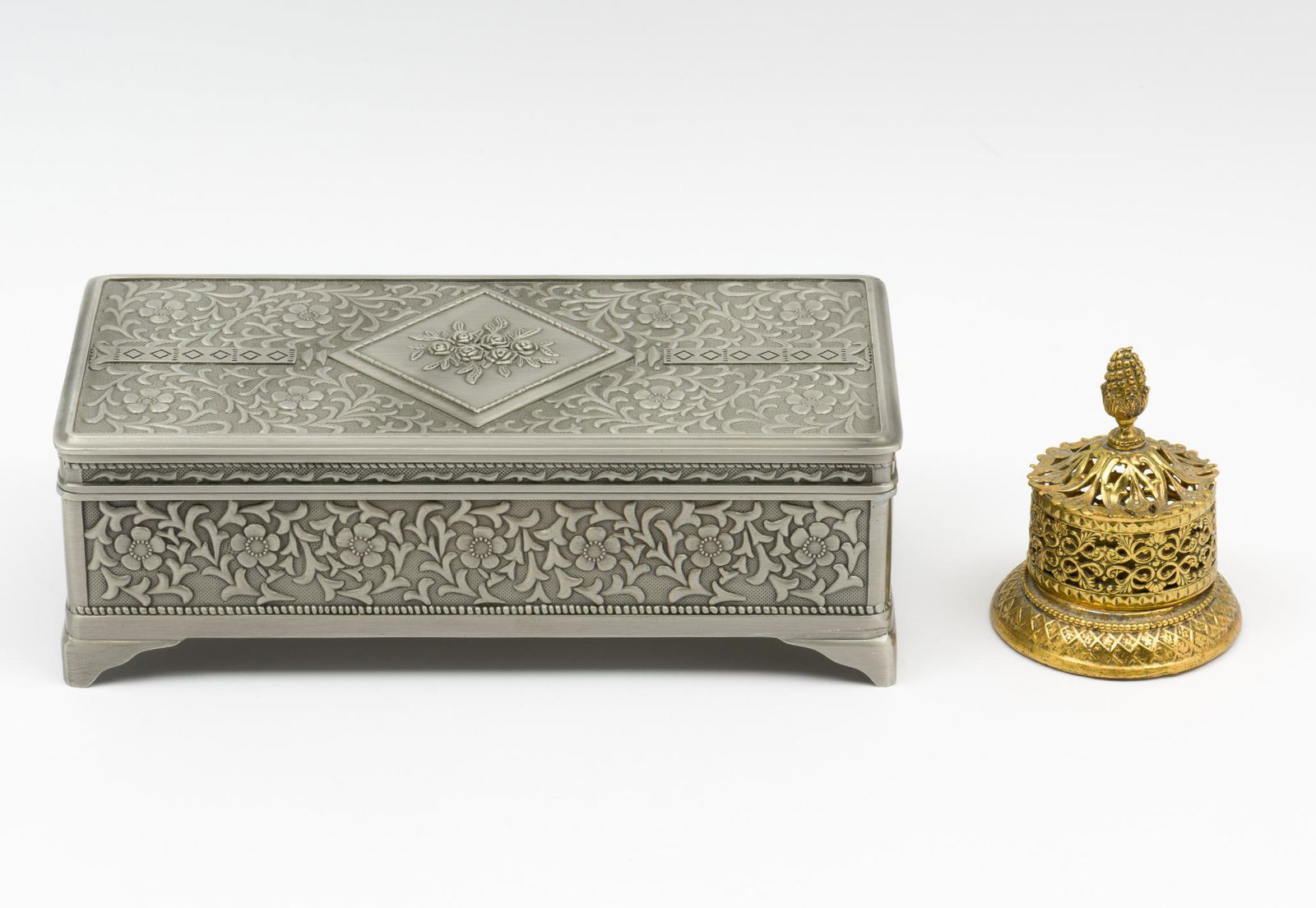 Vintage Brass Ring Box & Metal Dresser Box (1 of 6)