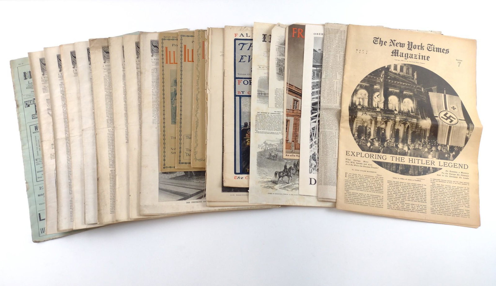 18 - 19th & 20th C Illustrated Publications Incl 1876 Scientific American: Also includes 1863 Frank Leslie's Illustrated, 1899 Philadelphia The Saturday Evening Post, 1897 The Illustrated American, and more. MG. IMPORTANT: Before bidding, please read the terms and conditions