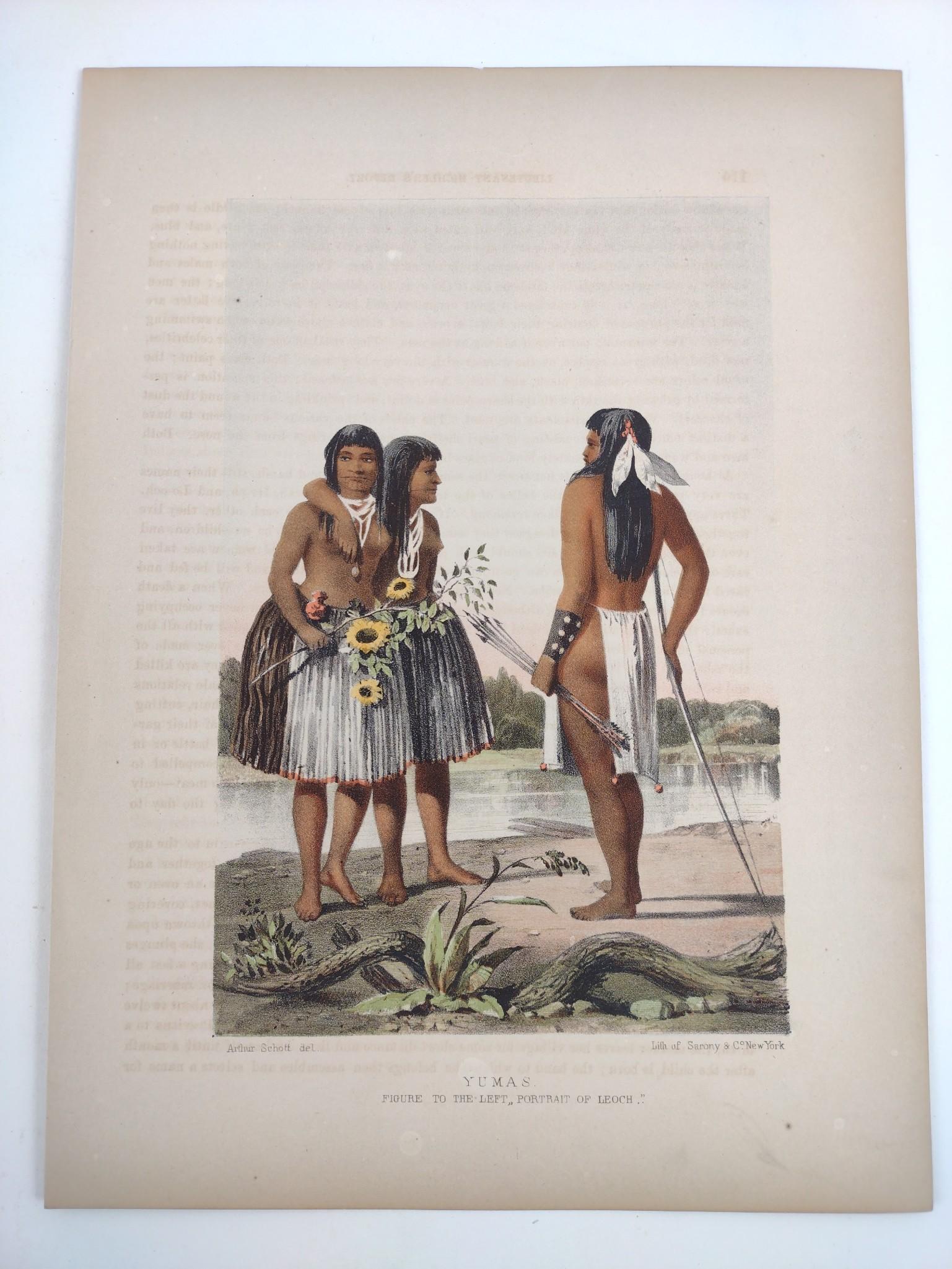Saroney's Yuma Hand Painted Print: After Arthur Schott 1859 from U.S. Army Mexican boundary survey report Vol 1. MG. PC-261. IMPORTANT: Before bidding, please read the terms and conditions. When you registered for the auction you agree