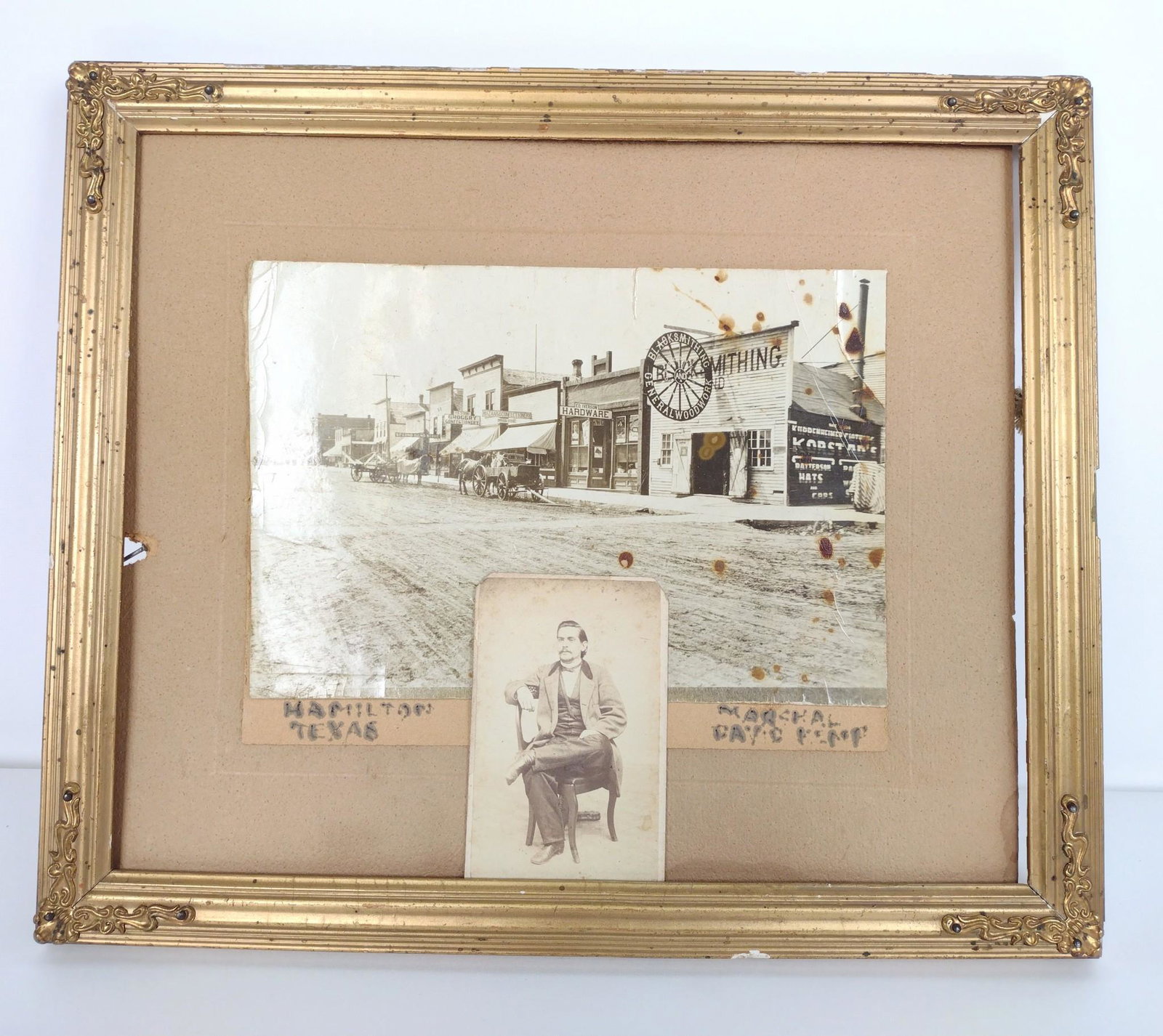 Photos of Hamilton TX and Marshal David Kemp: Mounted on matte in vintage frame with losses. RM IMPORTANT: Before bidding, please read the terms and conditions. When you registered for the auction you agreed to these terms and will be required to