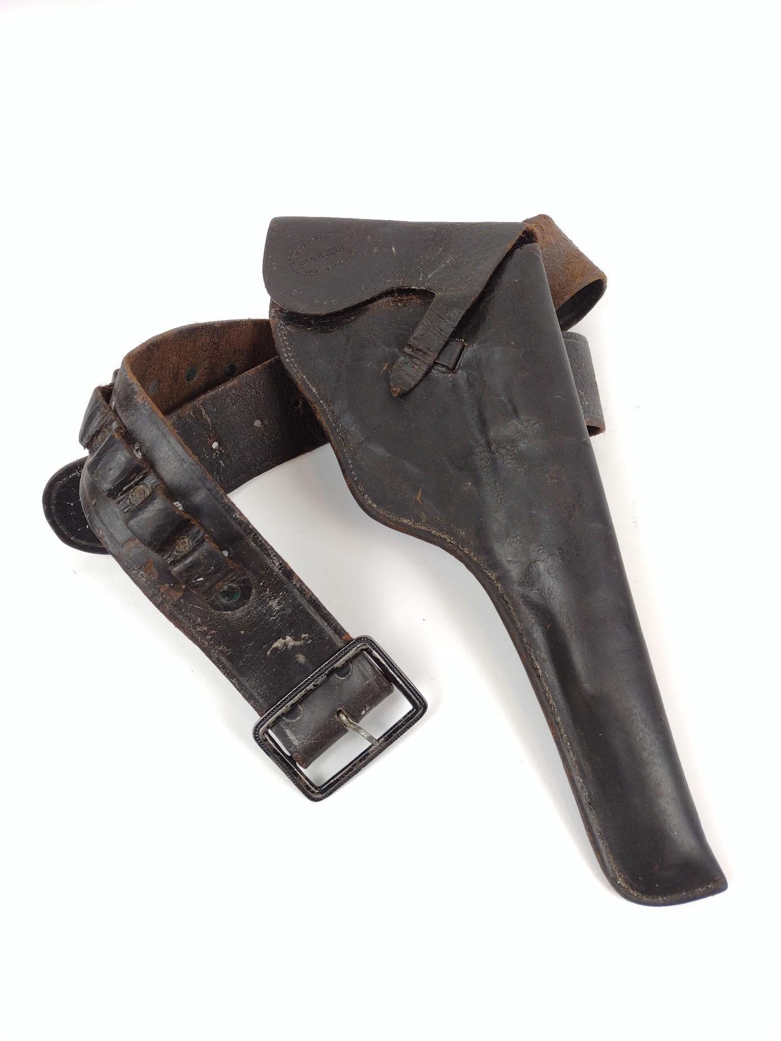 Main & Winchester, San Francisco: For 7-1/2" Colt single action. 1870s. Has some wear. Belt 43-1/2" long. MG. IMPORTANT: Before bidding, please read the terms and conditions. When you registered for the auction you agreed to these ter