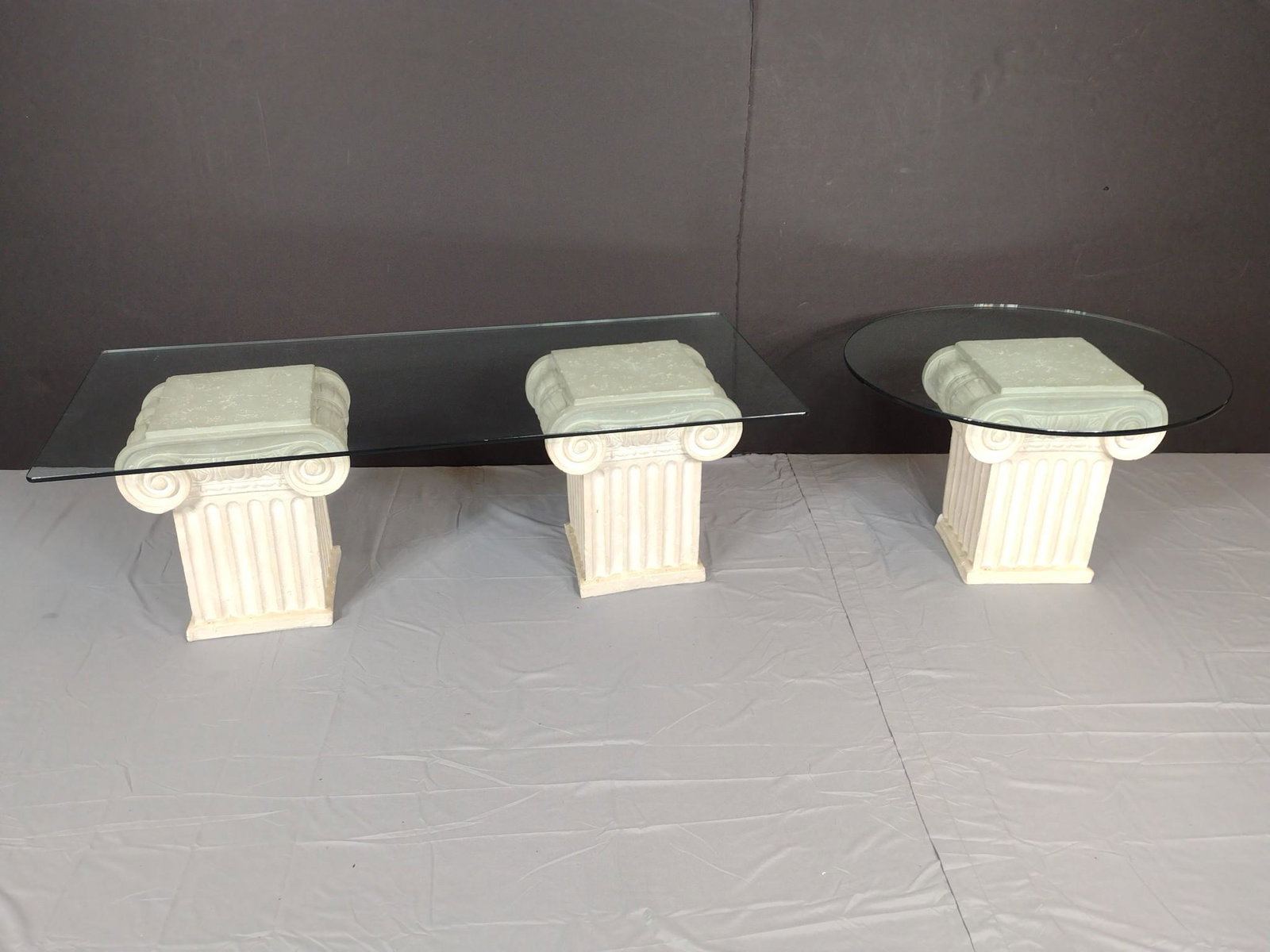 Plaster Column with Glass Top Coffee & End Table (1 of 5)