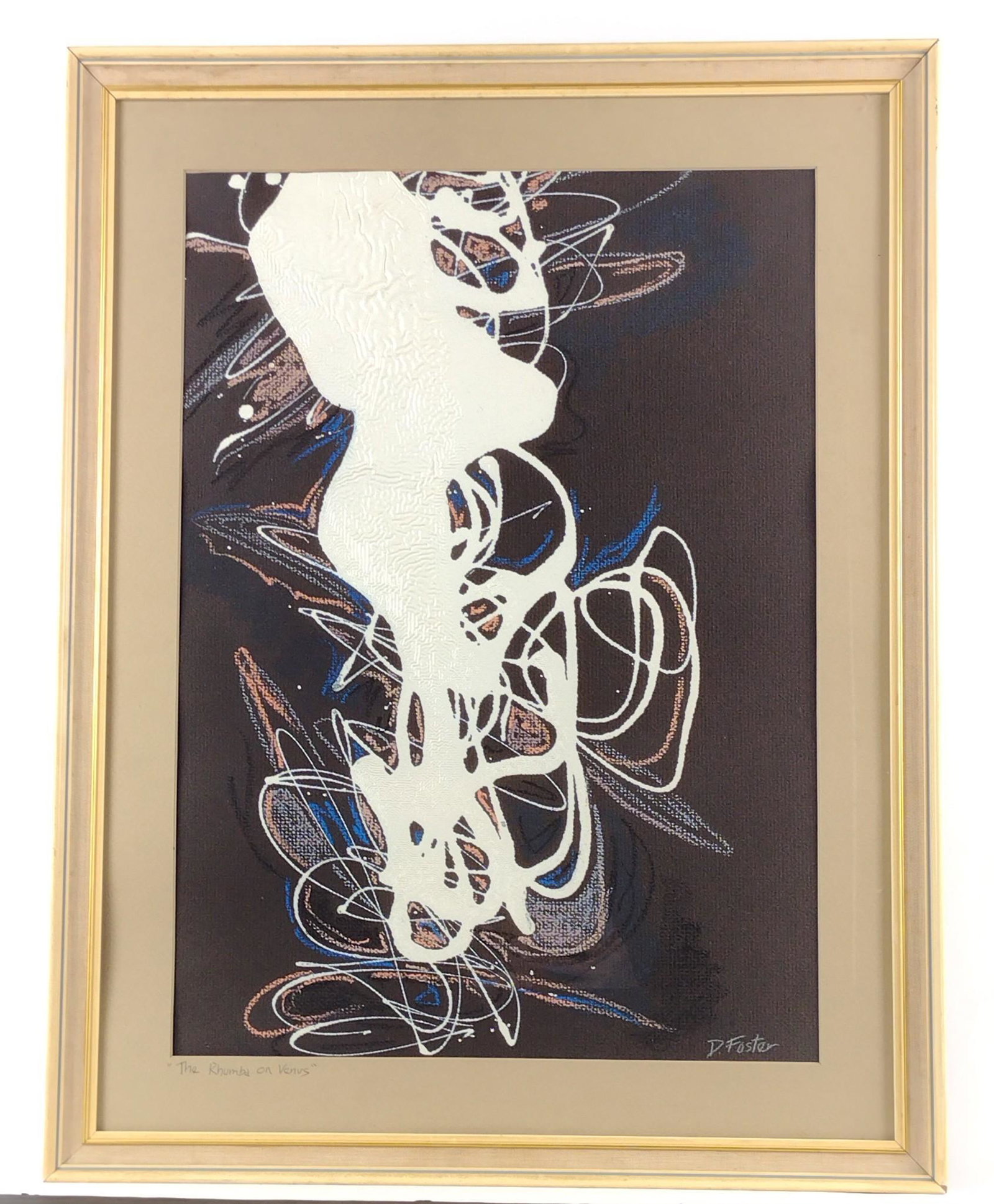 D. Foster "The Rhumba on Venus" Painting: Overall with frame 26-1/4" high x 20-1/4" wide. DP. IMPORTANT: Before bidding, please read the terms and conditions. When you registered for the auction you agreed to these terms and will be required 