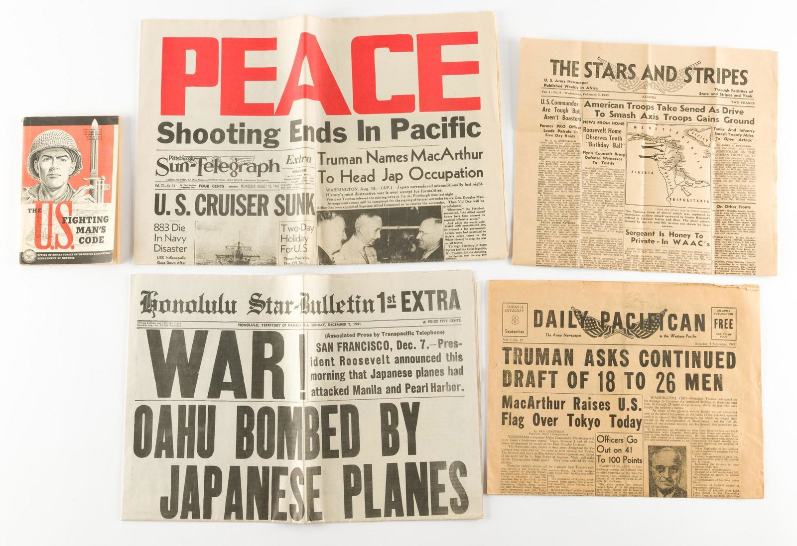 U.S. Military Paper Ephemera Incl Pearl Harbor (1 of 6)
