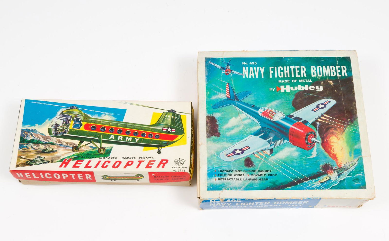 2 Military Aircraft Tin Toys in OBs (1 of 4)