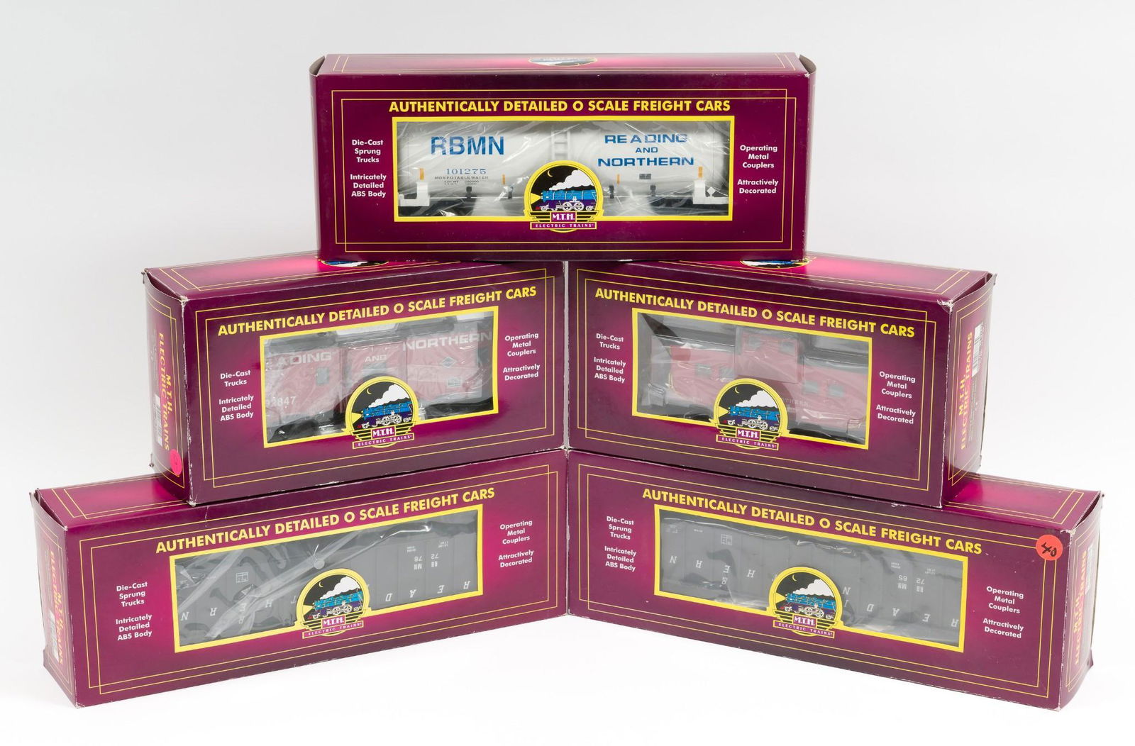 5 MTH Reading & Northern Freight Cars in OBs (1 of 7)