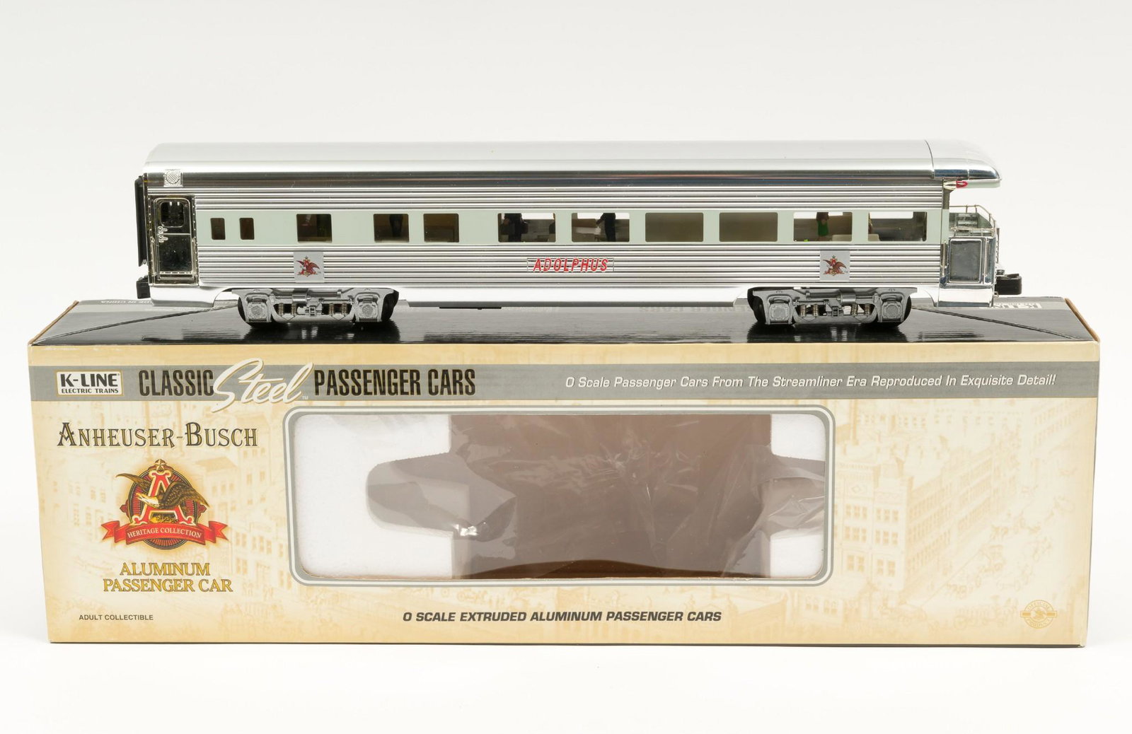 K-Line Adolphus Busch Business Car with OB: Classic Steel Passenger Car series K4698-0101. Shows light wear. With original box. MH. IMPORTANT: Before bidding, please read the terms and conditions. When you registered for the auction you agreed 