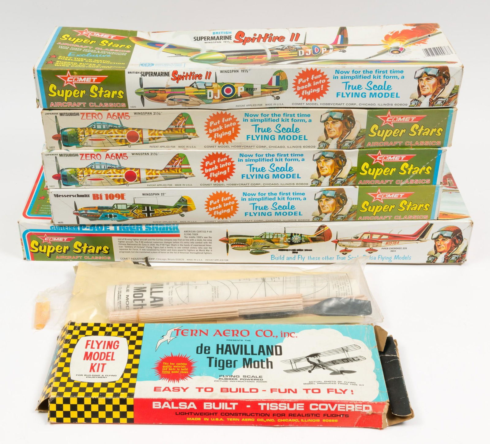 7 Balsa Wood Flying Scale Models Incl Comet Super Stars (1 of 3)