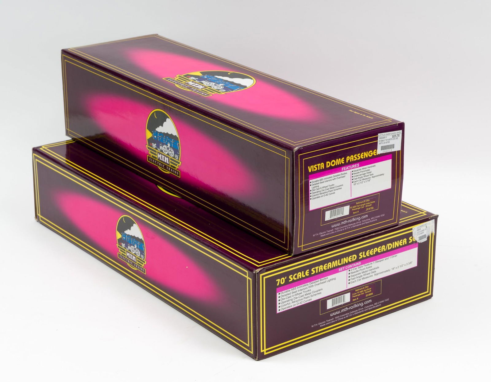 3 MTH Baltimore & Ohio Passenger Cars in OBs (1 of 2)