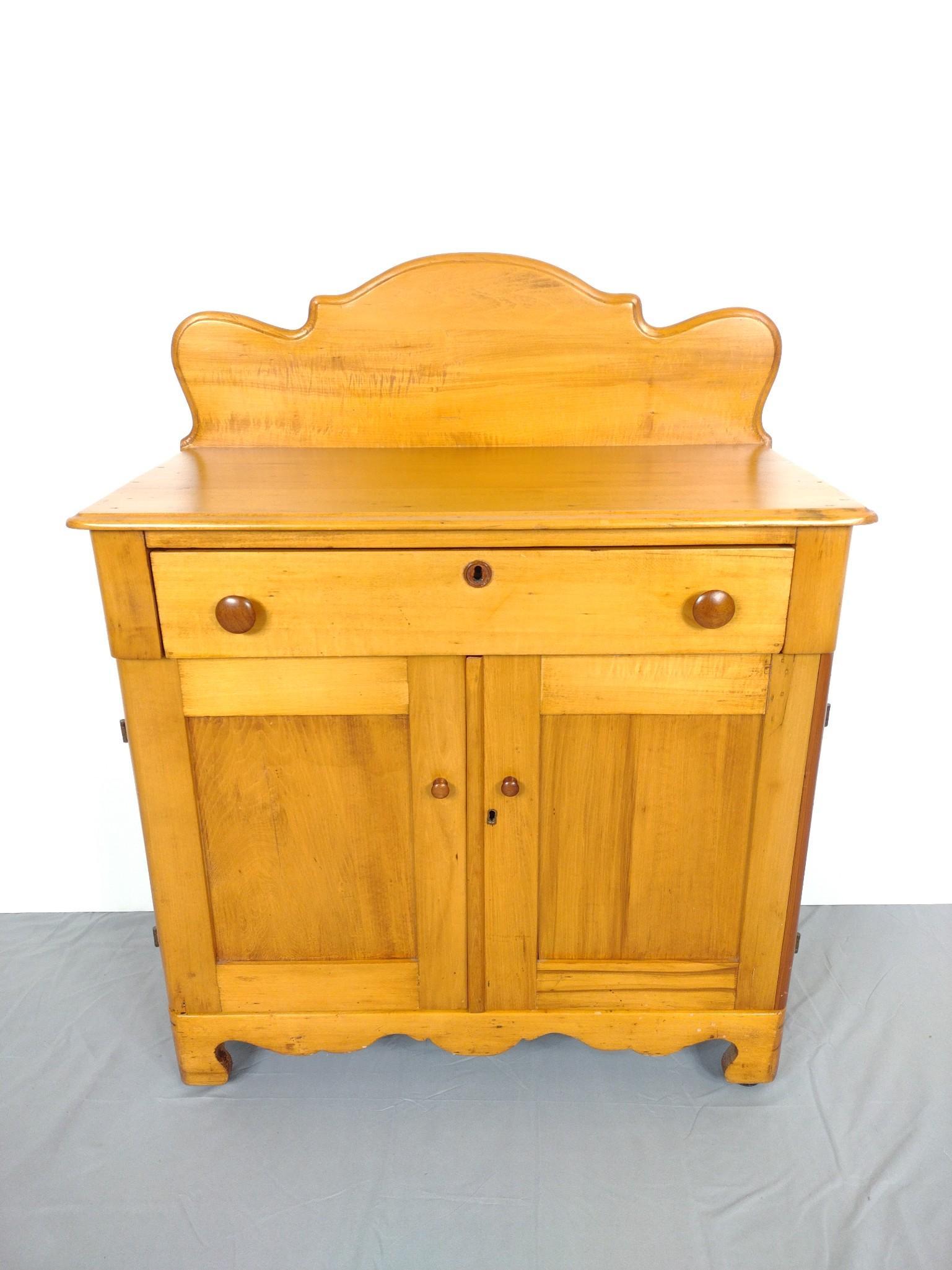 Wash Stand: 30" wide X 15" deep X 38" high. Has some light scratches. MG. IMPORTANT: Before bidding, please read the terms and conditions. When you registered for the auction you agreed to these terms and will be