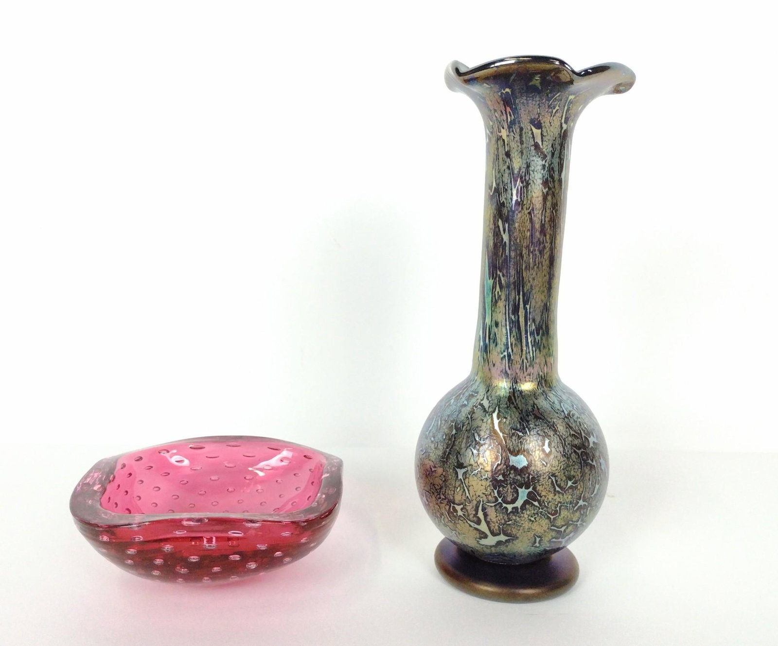 2 Pcs Art Glass Incl Vase (1 of 3)