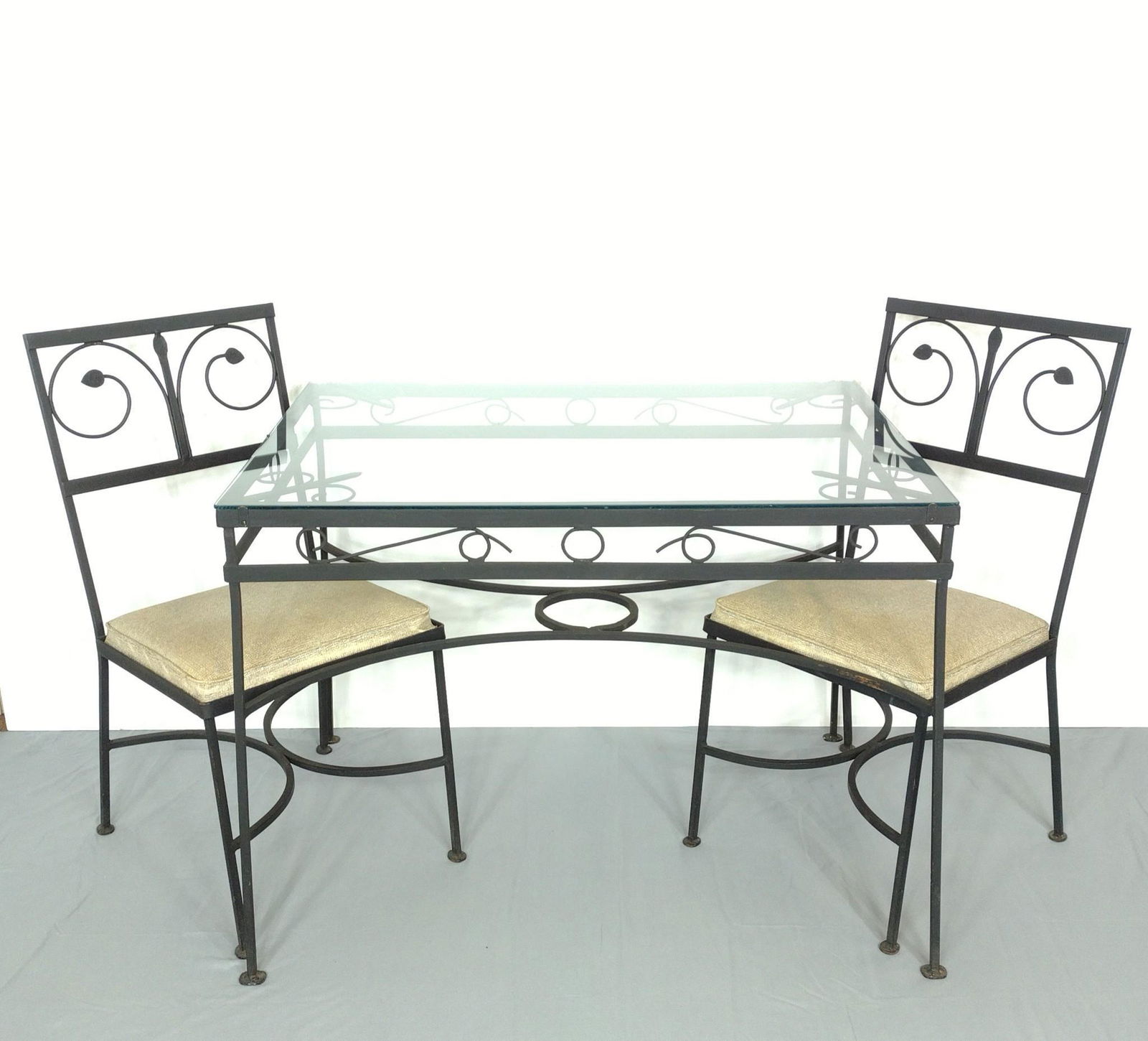 3 Pc Wrought Iron Table & Chair Set (1 of 7)