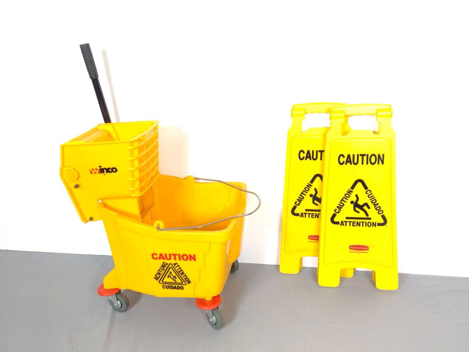 Mop Bucket & 2 Wet Floor Signs (1 of 2)