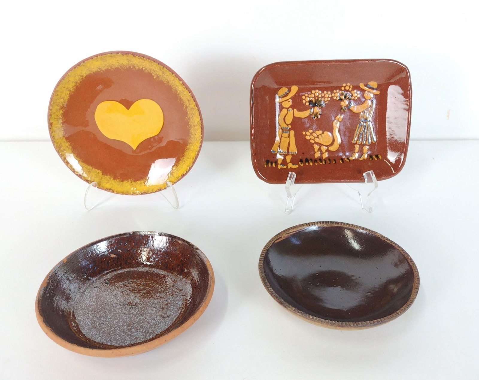 4 Redware Dishes Incl P&G Hodge (1 of 4)