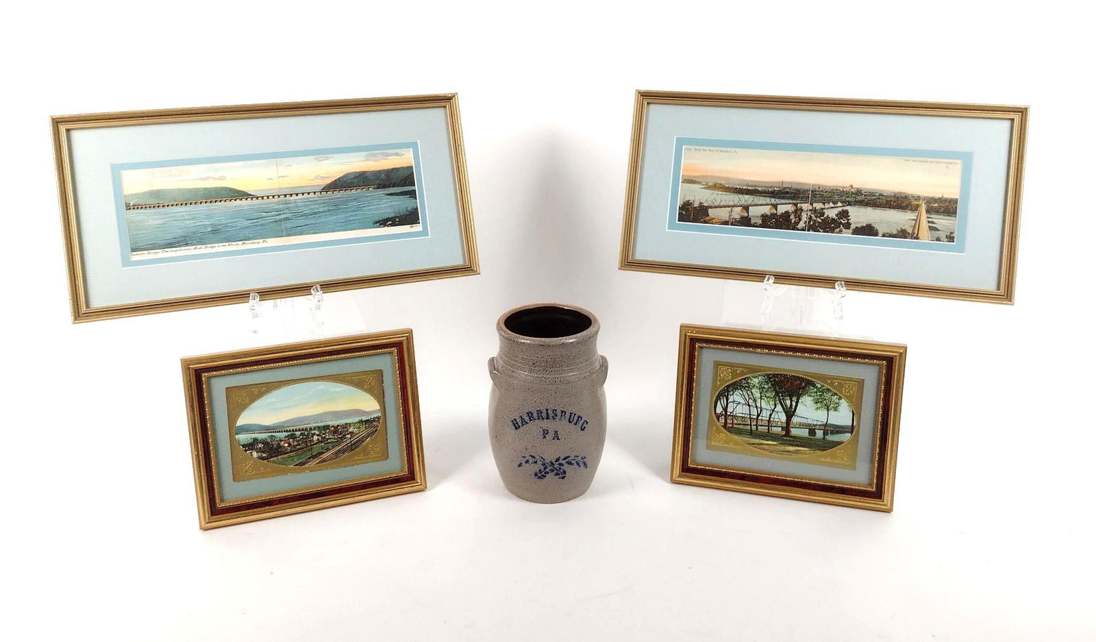 4 Framed Harrisburg, PA Postcards and Stoneware Jar (1 of 7)