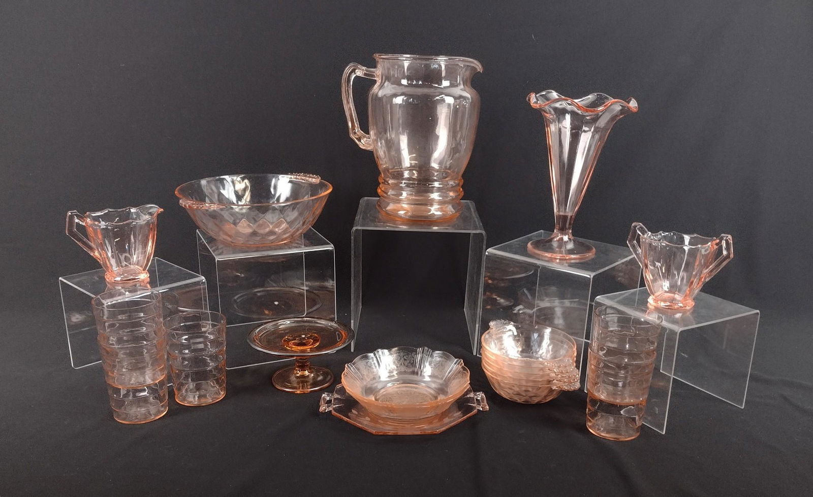 19 Pcs Pink Depression Glassware (1 of 2)