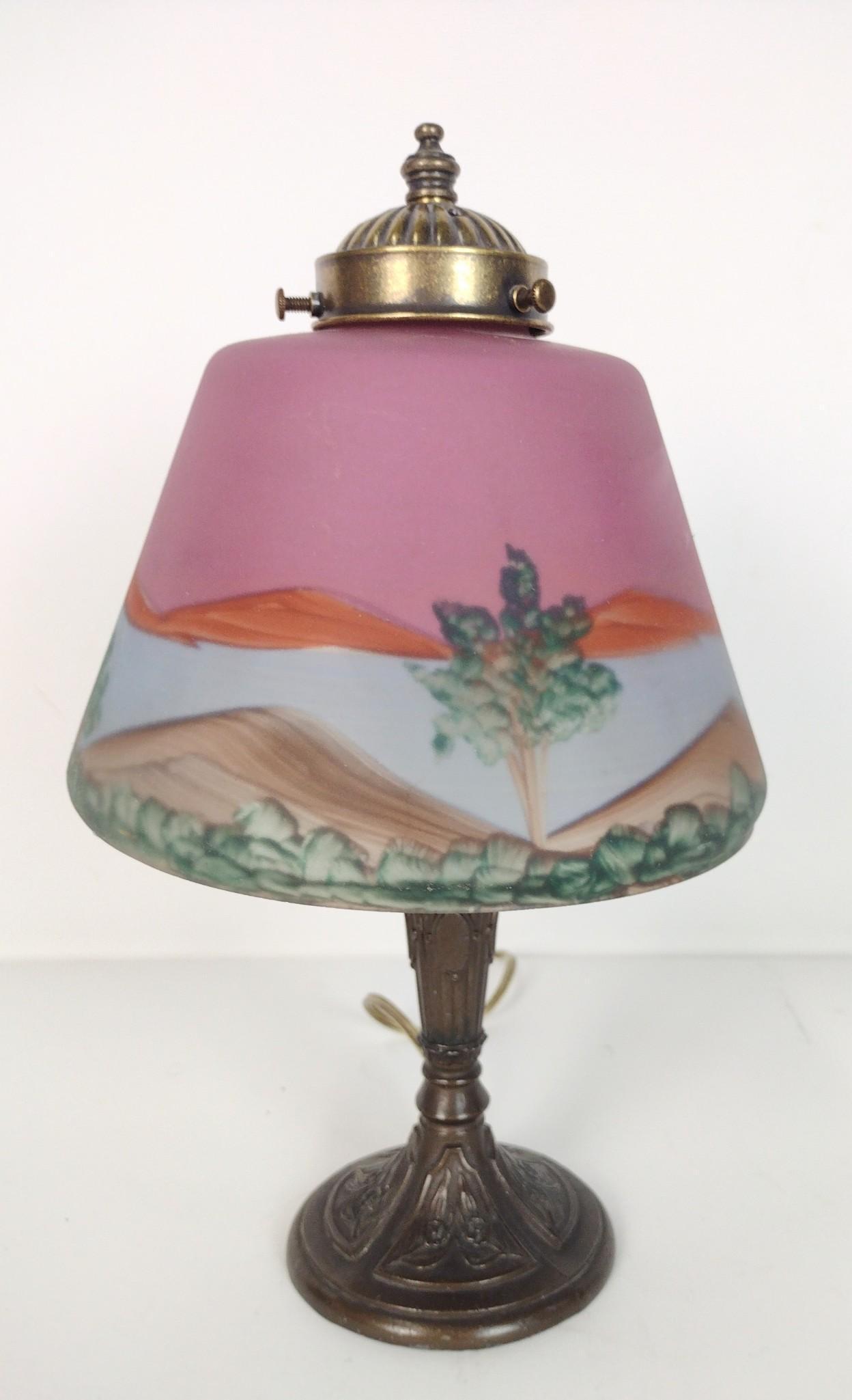 Reverse Glass Painted Table Lamp (1 of 6)