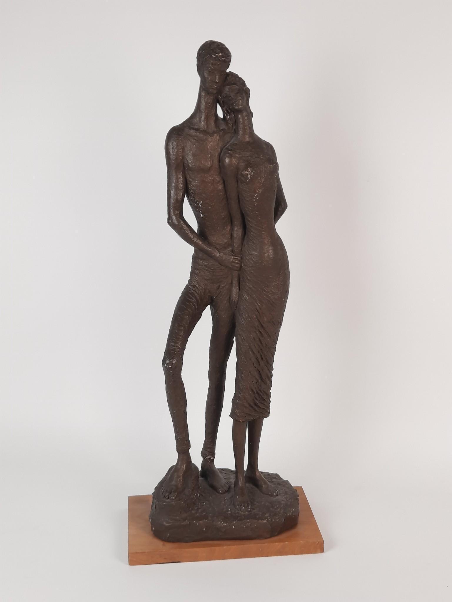 Austin Productions "Young Lovers" Sculpture: Sculptor signed rear right: Schillaos. 10-1/2" wide x 6-1/2" deep x 27" high. Loss to back foot and hole in male back. LR IMPORTANT: Before bidding, please read the terms and conditions. When you regi