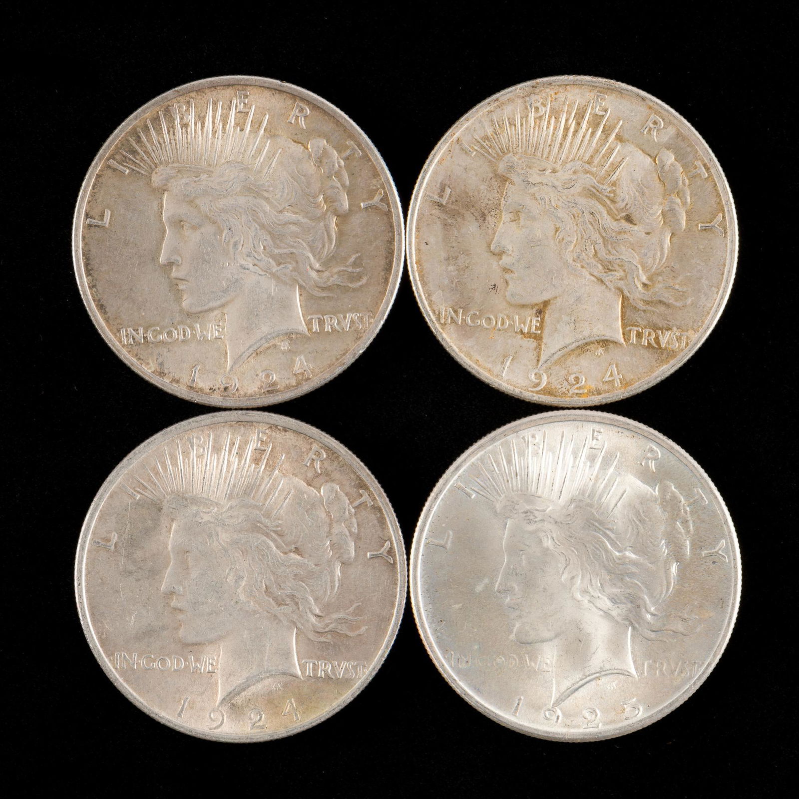 4 Peace Silver Dollars (1 of 2)