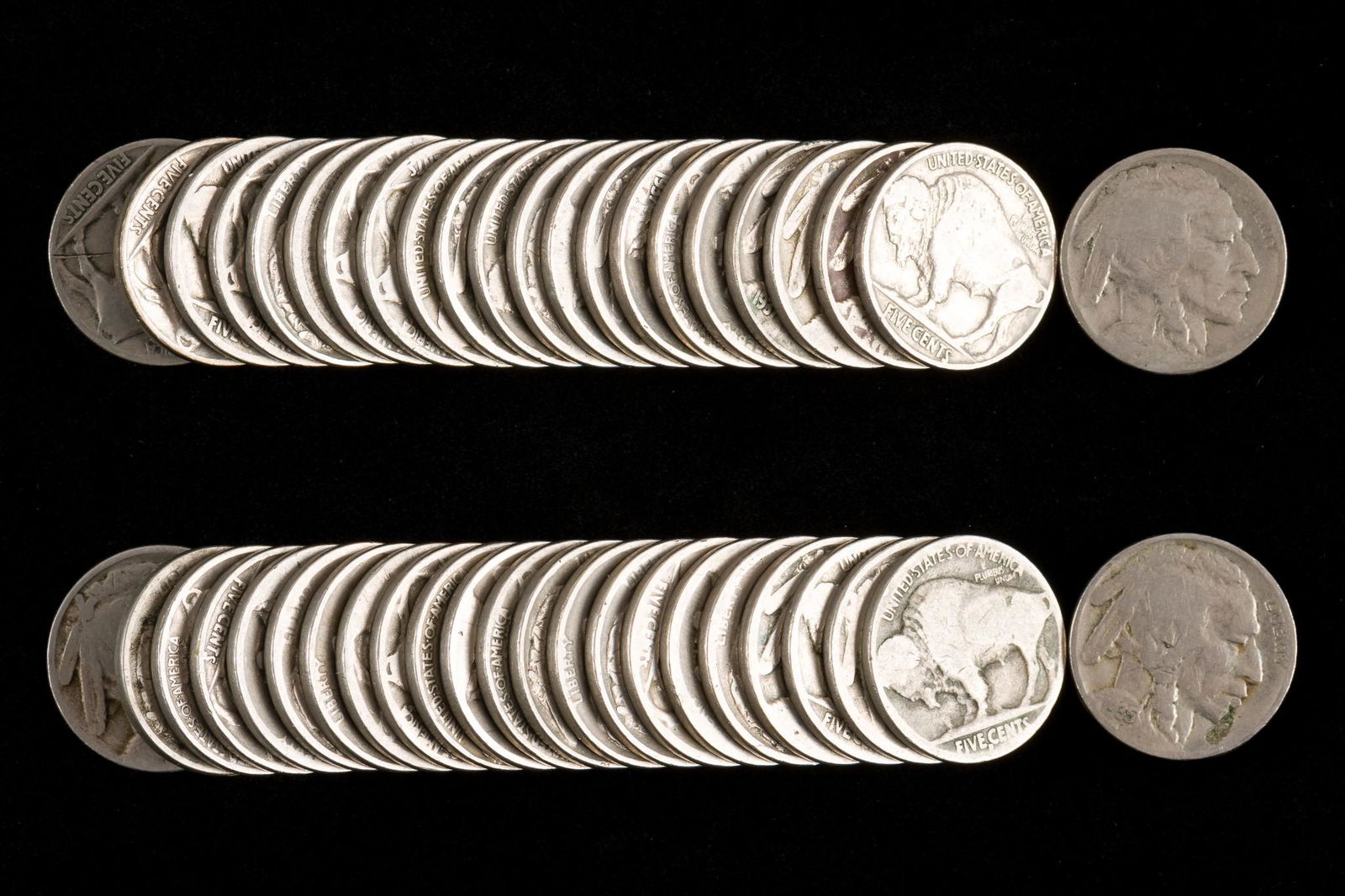 45 Buffalo Nickels & 1907-V Nickel (1 of 1)