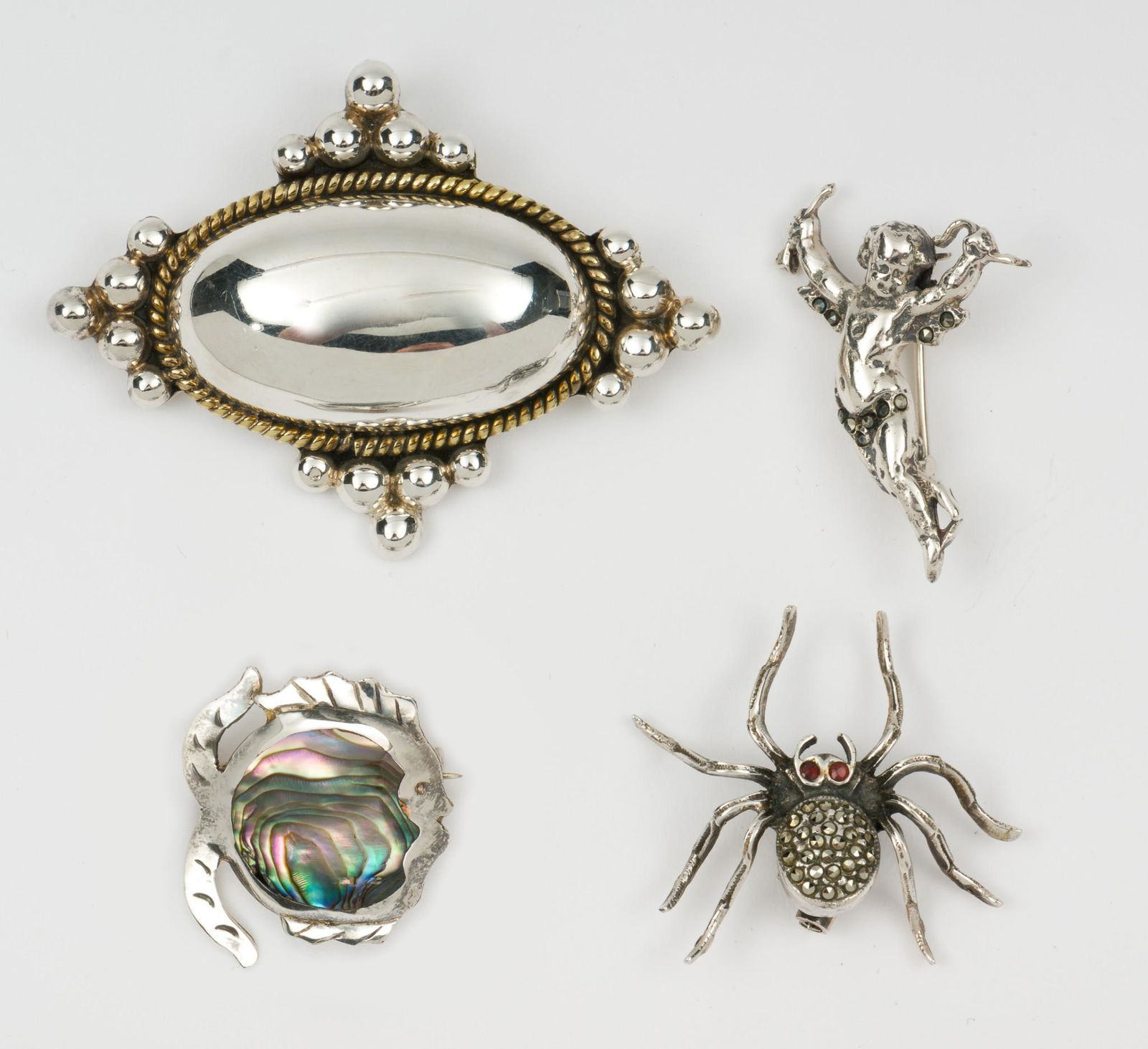 4 Sterling Brooches incl Mexican (1 of 9)