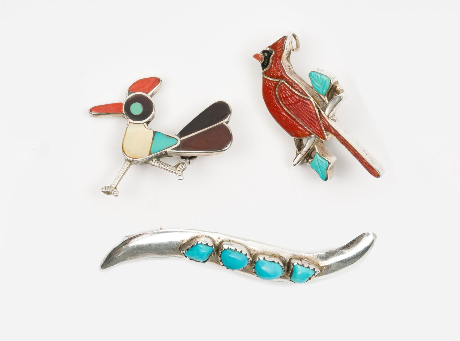 Three Native American Silver Brooches (1 of 6)