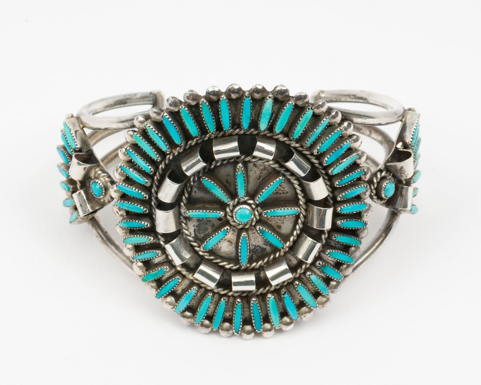 Zuni Silver & Turquoise Petit Point Cuff Bracelet (1 of 3)