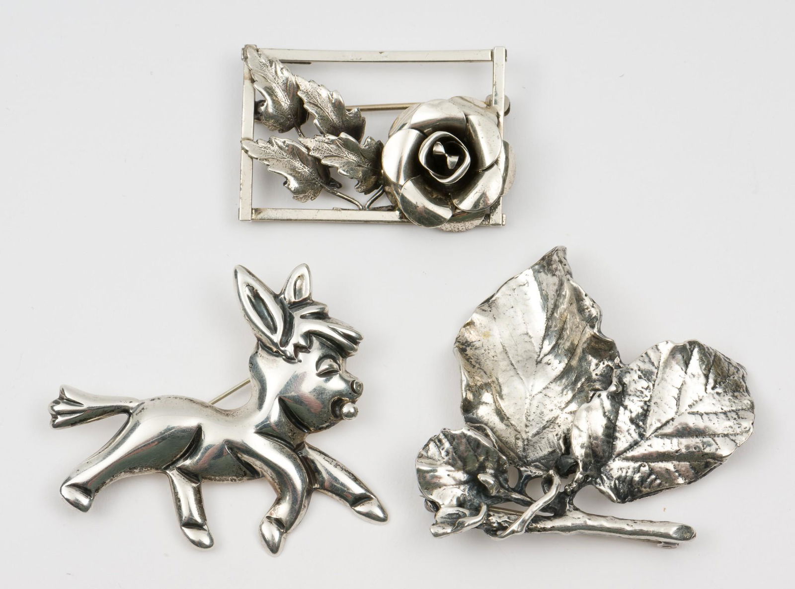 3 Sterling Brooches incl Mexican (1 of 3)