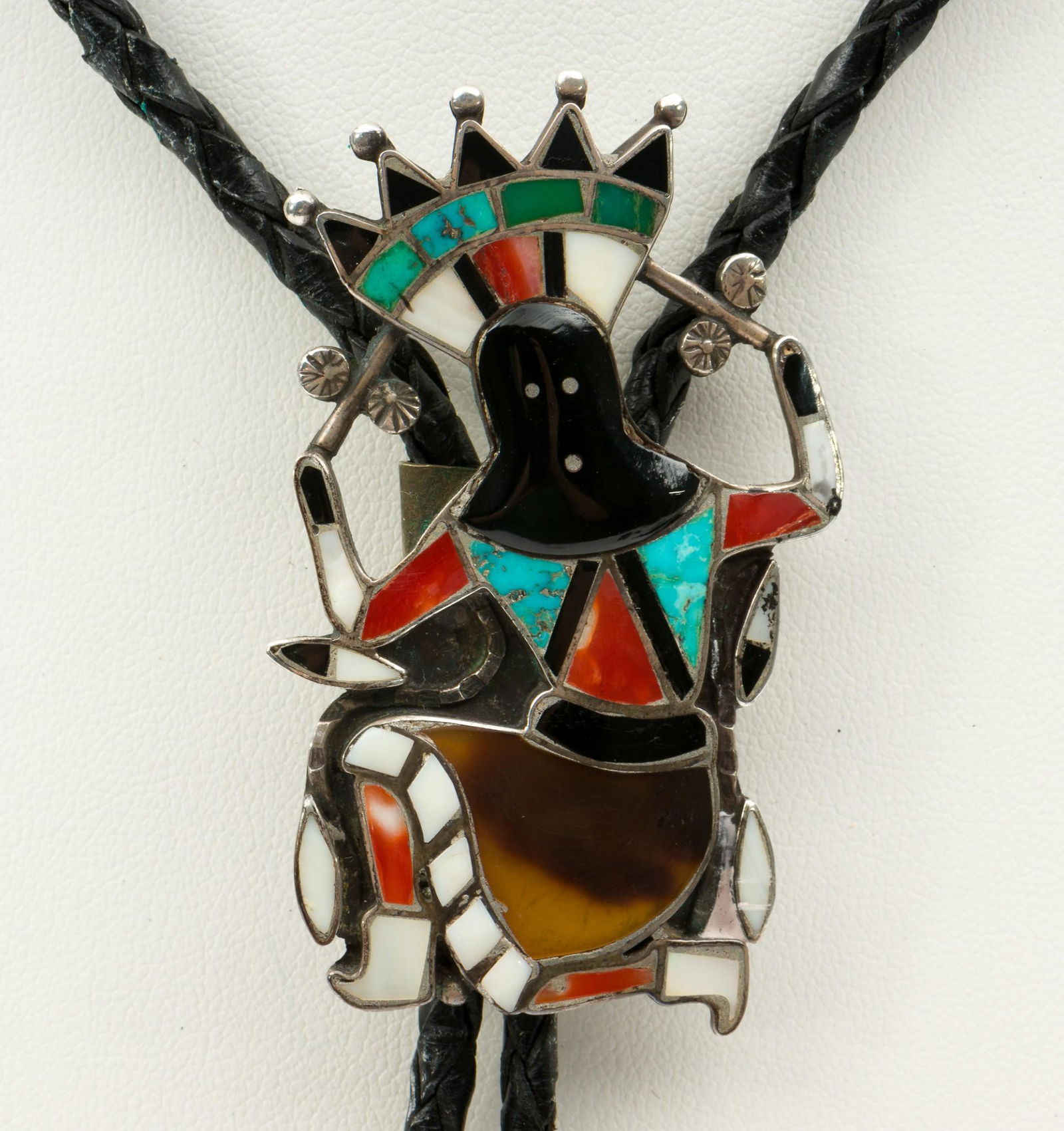 Zuni Silver Apache Crown Dancer Bolo Tie (1 of 4)