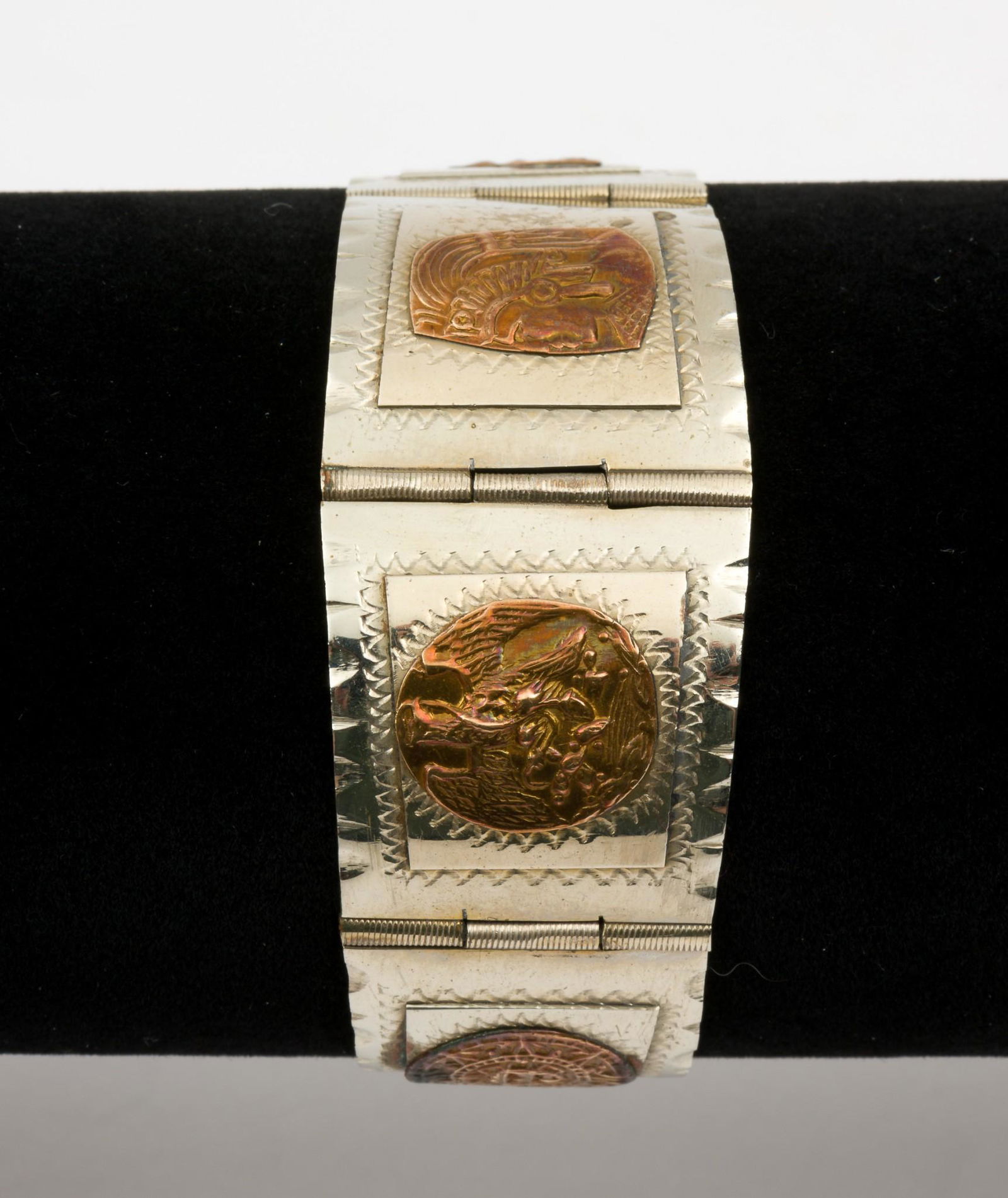 Mexican Sterling Aztec Panel Bracelet (1 of 4)