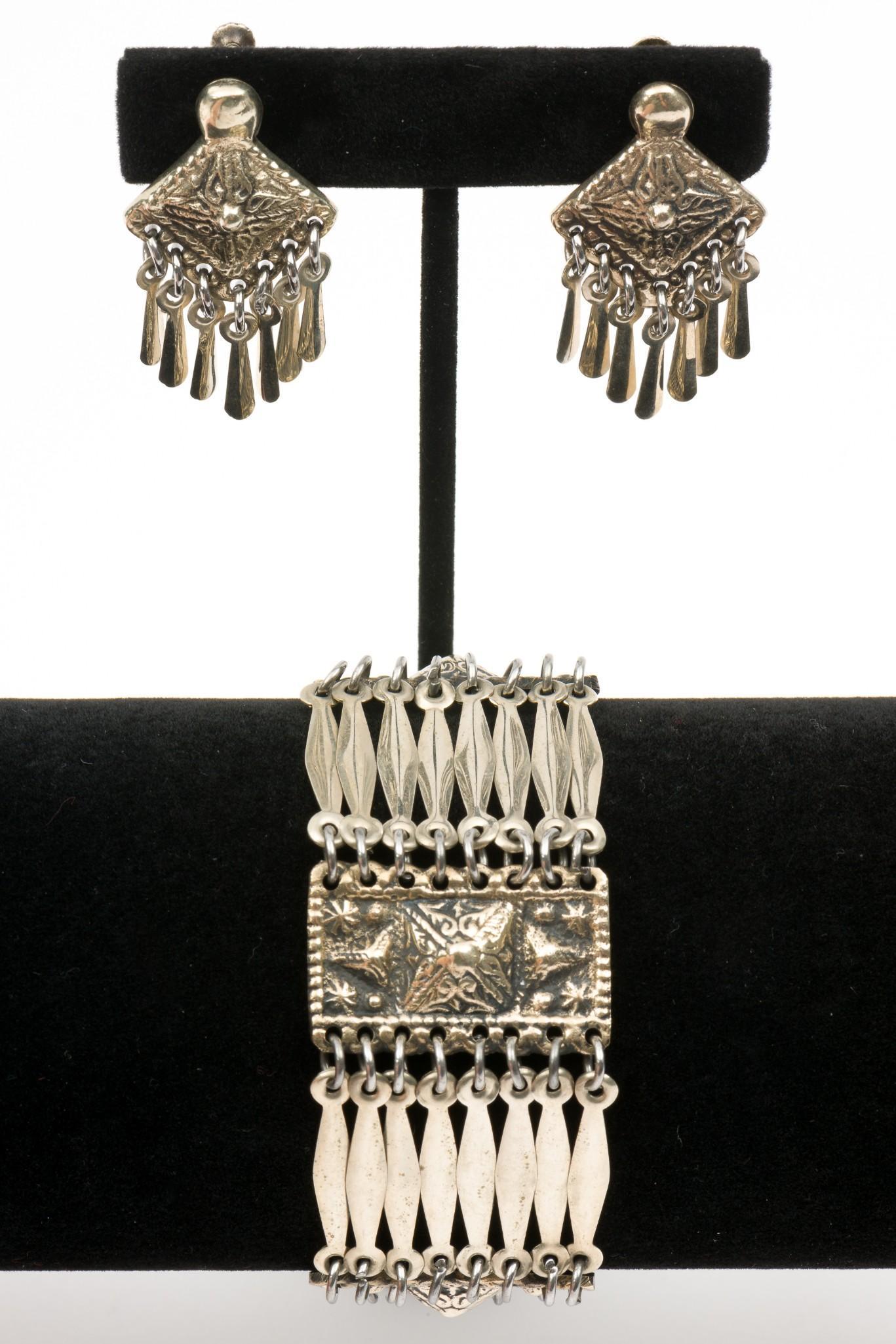 Taxco Sterling Bracelet and Alpaca Silver Earrings (1 of 6)