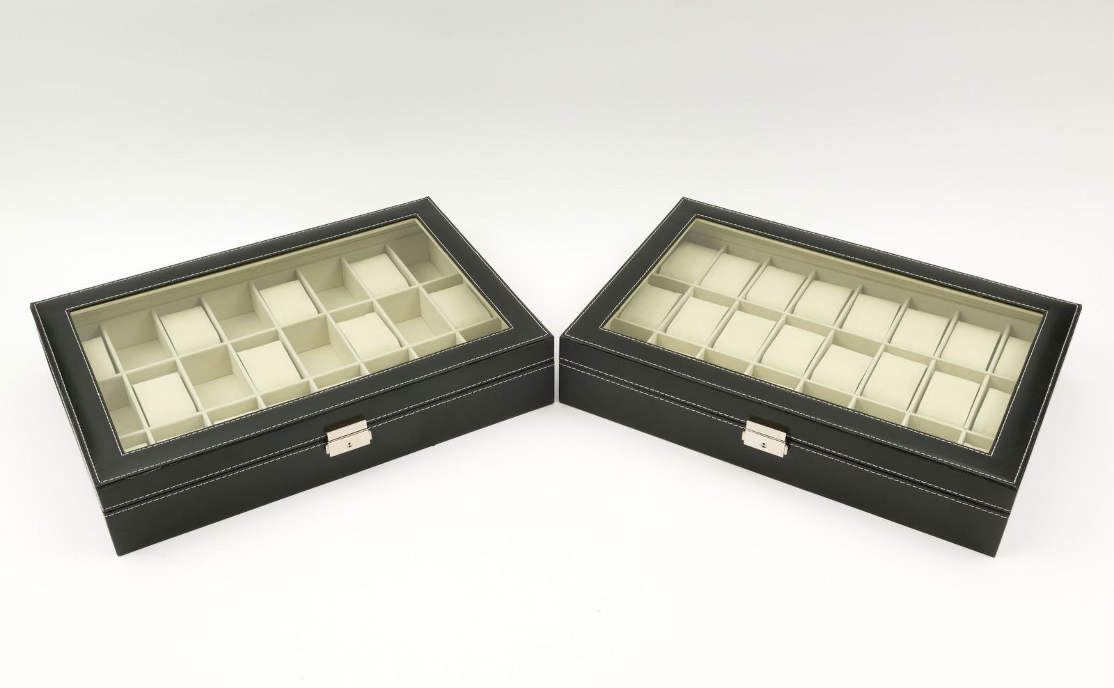 Two 24 Slot Black Leather Watch Display Cases (1 of 3)