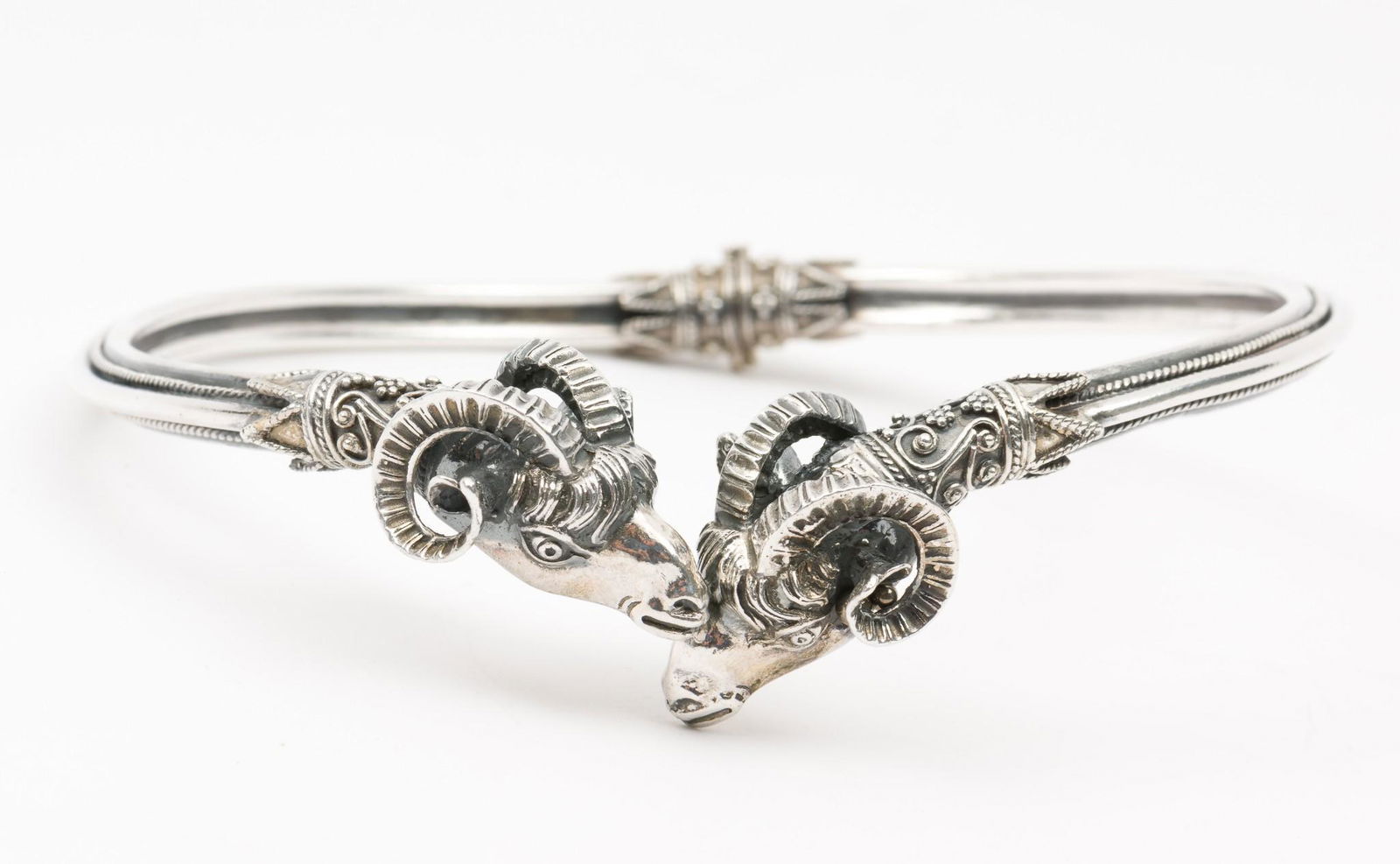 Sterling Ram Head Figural Choker (1 of 8)