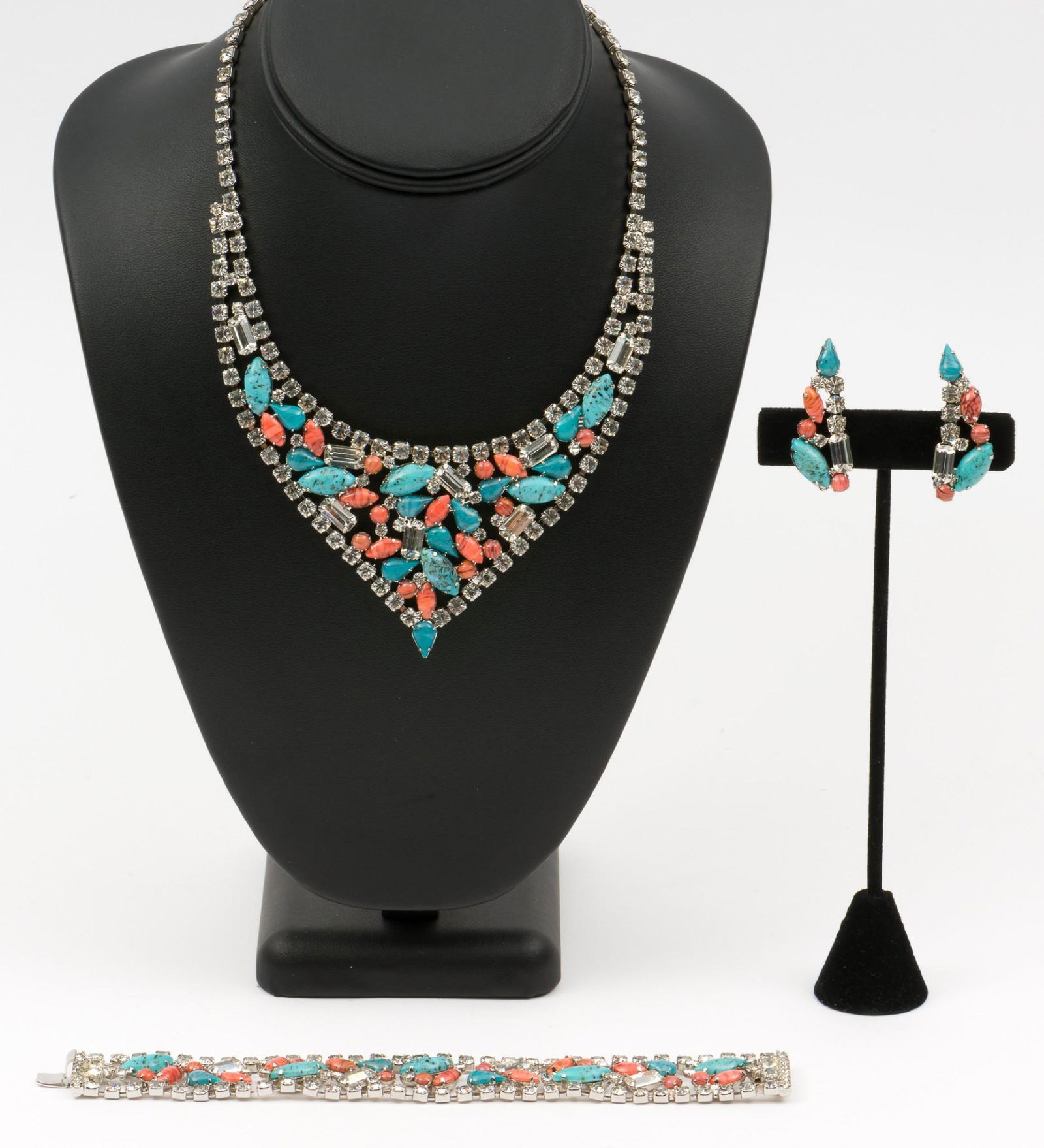 Vintage Rhinestone Necklace, Bracelet,  & Earrings (1 of 8)