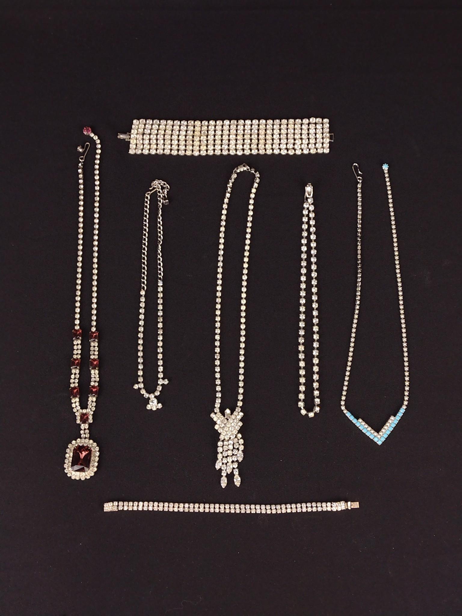 7 Pcs Rhinestones Costume Necklaces & Bracelets (1 of 4)