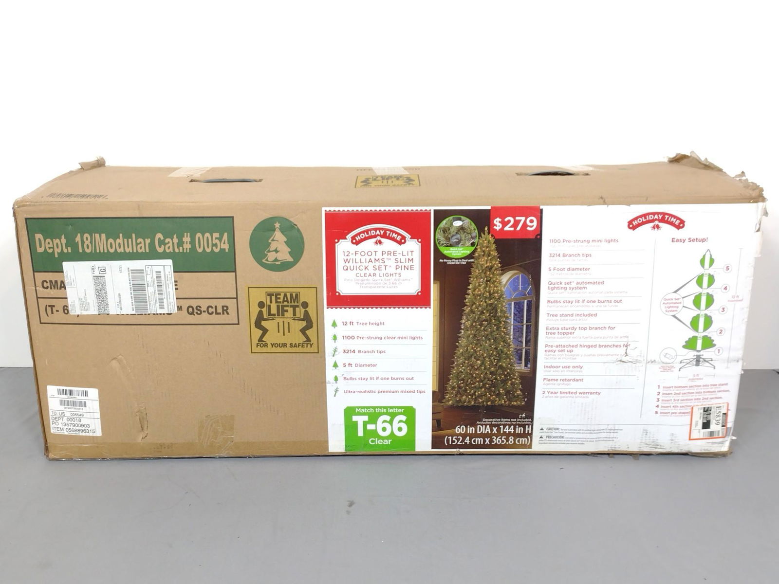 Holiday Time 12ft Pre-Lit Williams Slim Tree (1 of 6)