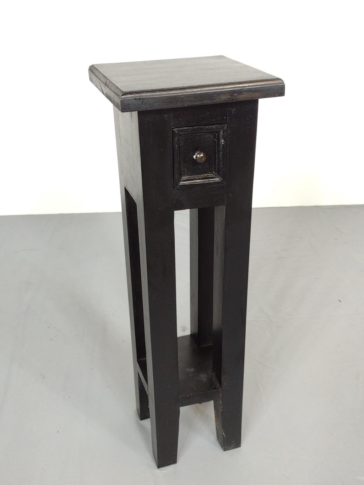 Single Drawer Stand: 8" wide X 7" deep X 24" high. Has some light scratches. MG. IMPORTANT: Before bidding, please read the terms and conditions. When you registered for the auction you agreed to these terms and will be r
