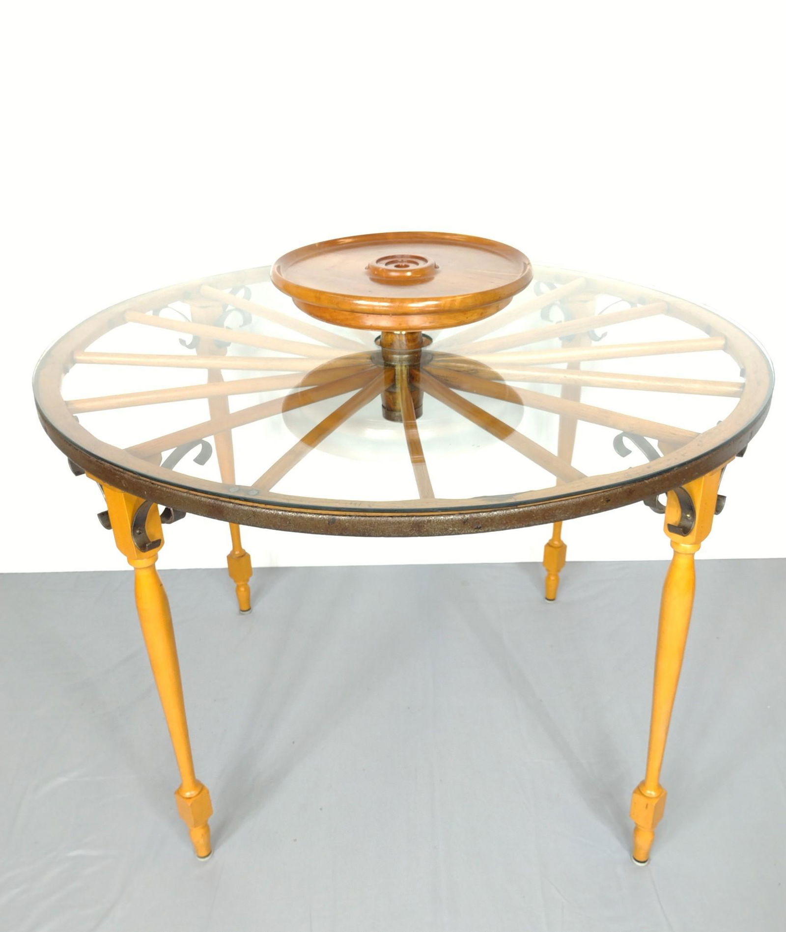 Glass Top Wagon Wheel Table (1 of 5)