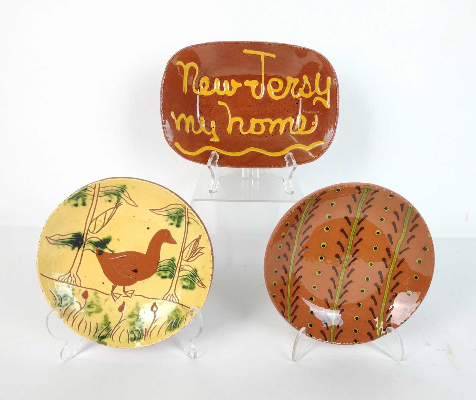 3 Pcs Breininger Decorated Redware (1 of 7)