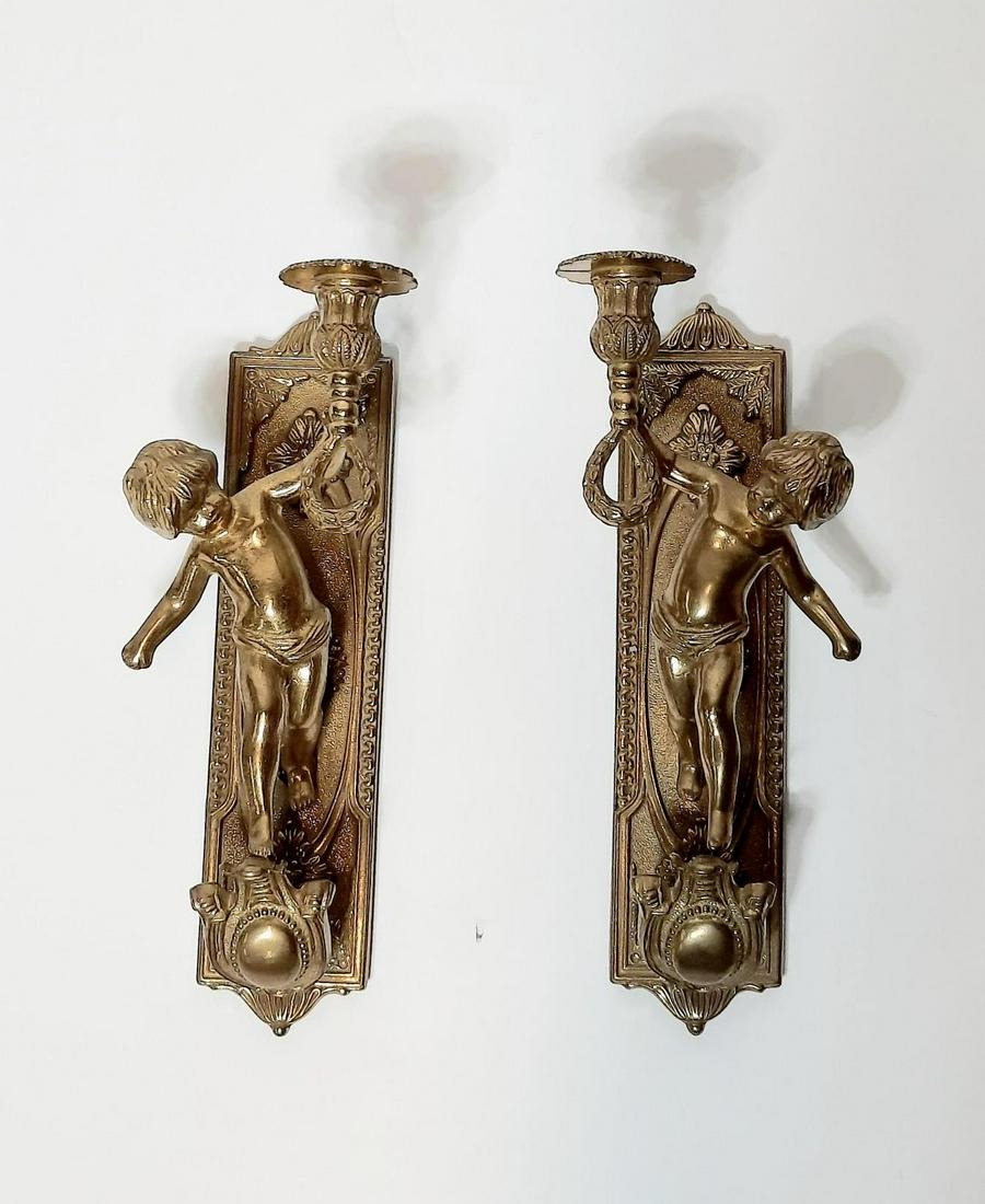 Pr Italian Brass Candle Sconces (1 of 6)