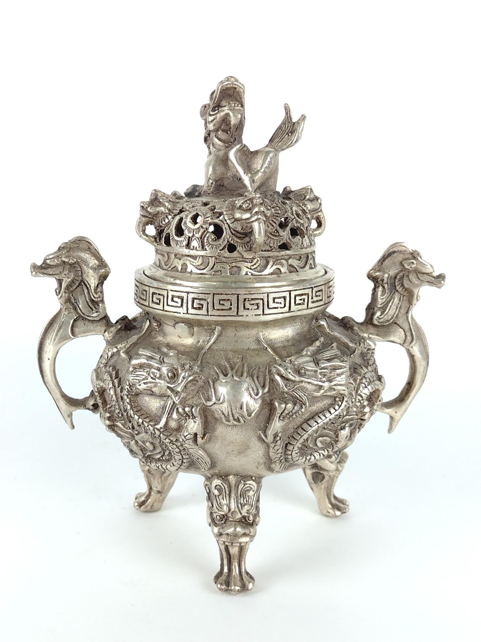 6" Tibetan Silver Censor with Foo Dogs (1 of 7)