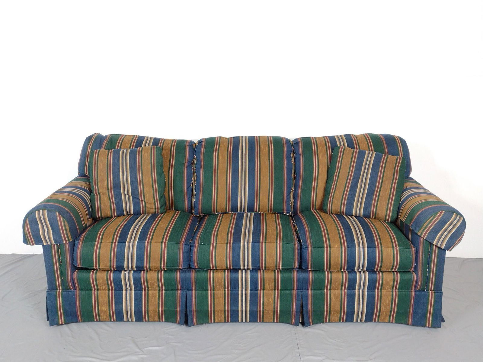 Sherrill Sleeper Sofa: 82" wide X 36" deep X 32" high. MG. IMPORTANT: Before bidding, please read the terms and conditions. When you registered for the auction you agreed to these terms and will be required to comply with t
