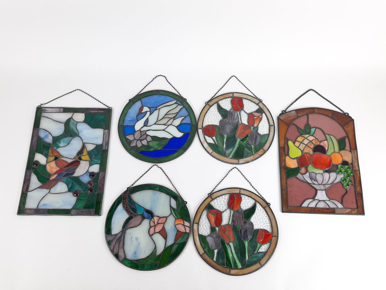 6 Leaded Glass Window Panels (1 of 1)