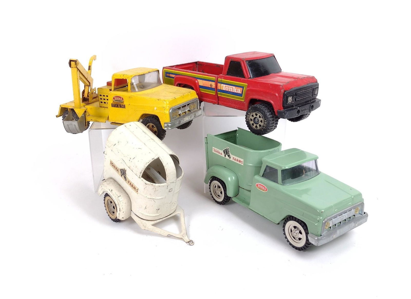 3 Tonka Trucks and Trailer (1 of 6)