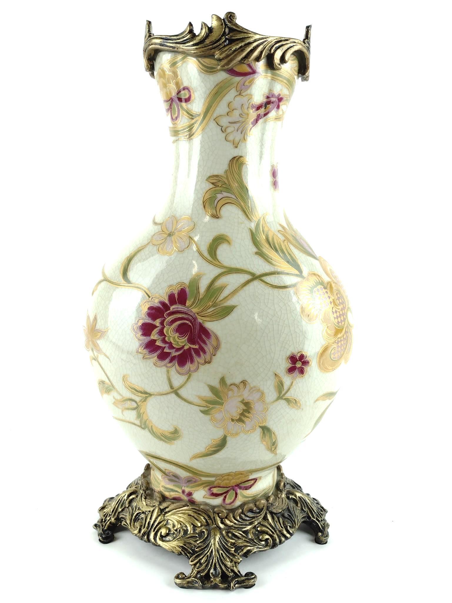 15" Floral Vase with Metal Mounts (1 of 4)