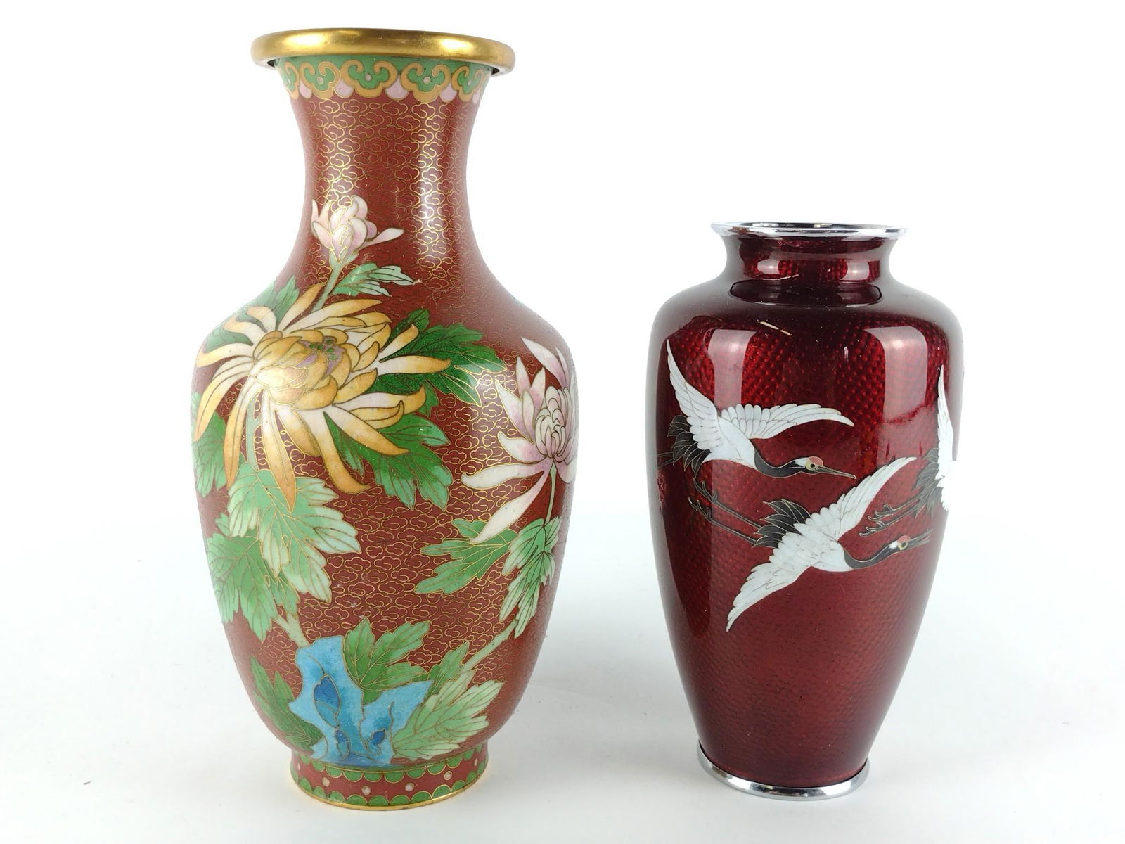 2 Cloisonne Vases Incl Cranes (1 of 5)
