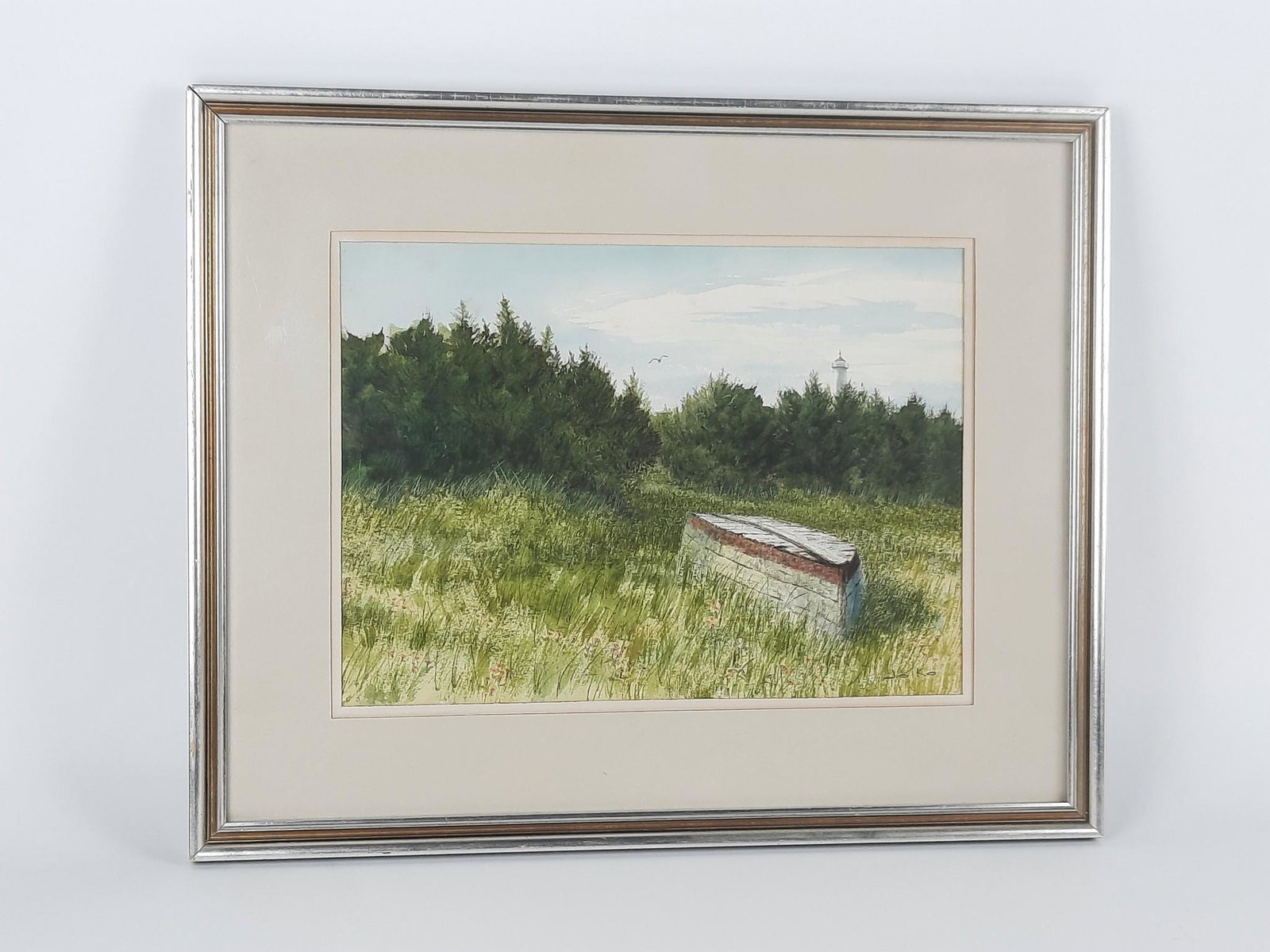 Jo Ko "The Last Voyage" Watercolor: Overall with frame 17" high x 21-1/4" wide. Some scratches to plexiglas. LR IMPORTANT: Before bidding, please read the terms and conditions. When you registered for the auction you agreed to these ter